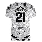 2026 Autumn Rugby Nations New Zealand Custom Women V-Neck T-Shirt White Kowhaiwhai Maori Tribal Taniko Motif