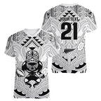 2026 Autumn Rugby Nations New Zealand Custom Women V-Neck T-Shirt White Kowhaiwhai Maori Tribal Taniko Motif