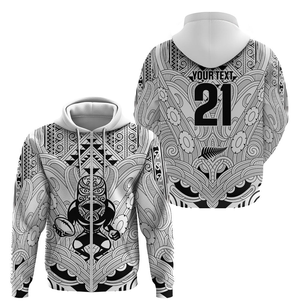 2026 Autumn Rugby Nations New Zealand Custom Zip Hoodie White Kowhaiwhai Maori Tribal Taniko Motif
