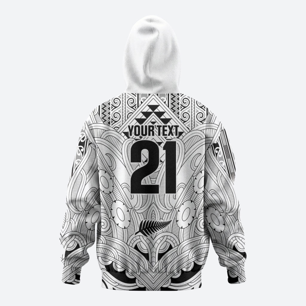 2026 Autumn Rugby Nations New Zealand Custom Zip Hoodie White Kowhaiwhai Maori Tribal Taniko Motif