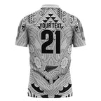 2026 Autumn Rugby Nations New Zealand Custom Zipper Polo Shirt White Kowhaiwhai Maori Tribal Taniko Motif
