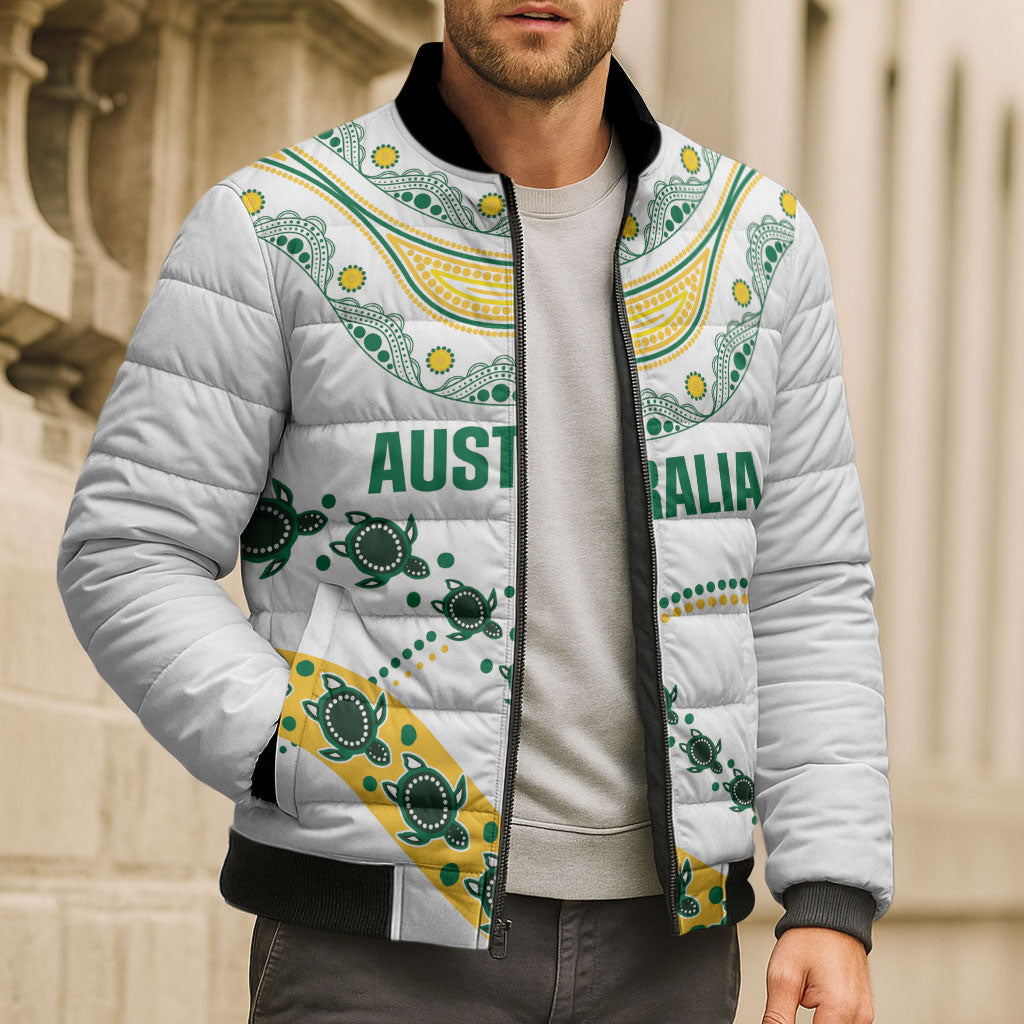 2026 Autumn Rugby Nations Australia Custom Bomber Puffer Jacket Indigenous Turtle Aboriginal Dot Art