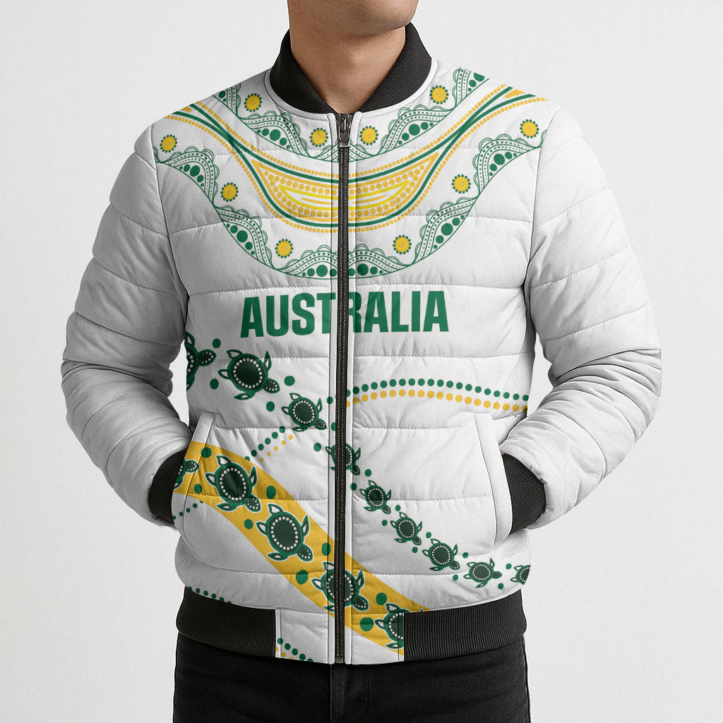2026 Autumn Rugby Nations Australia Custom Bomber Puffer Jacket Indigenous Turtle Aboriginal Dot Art
