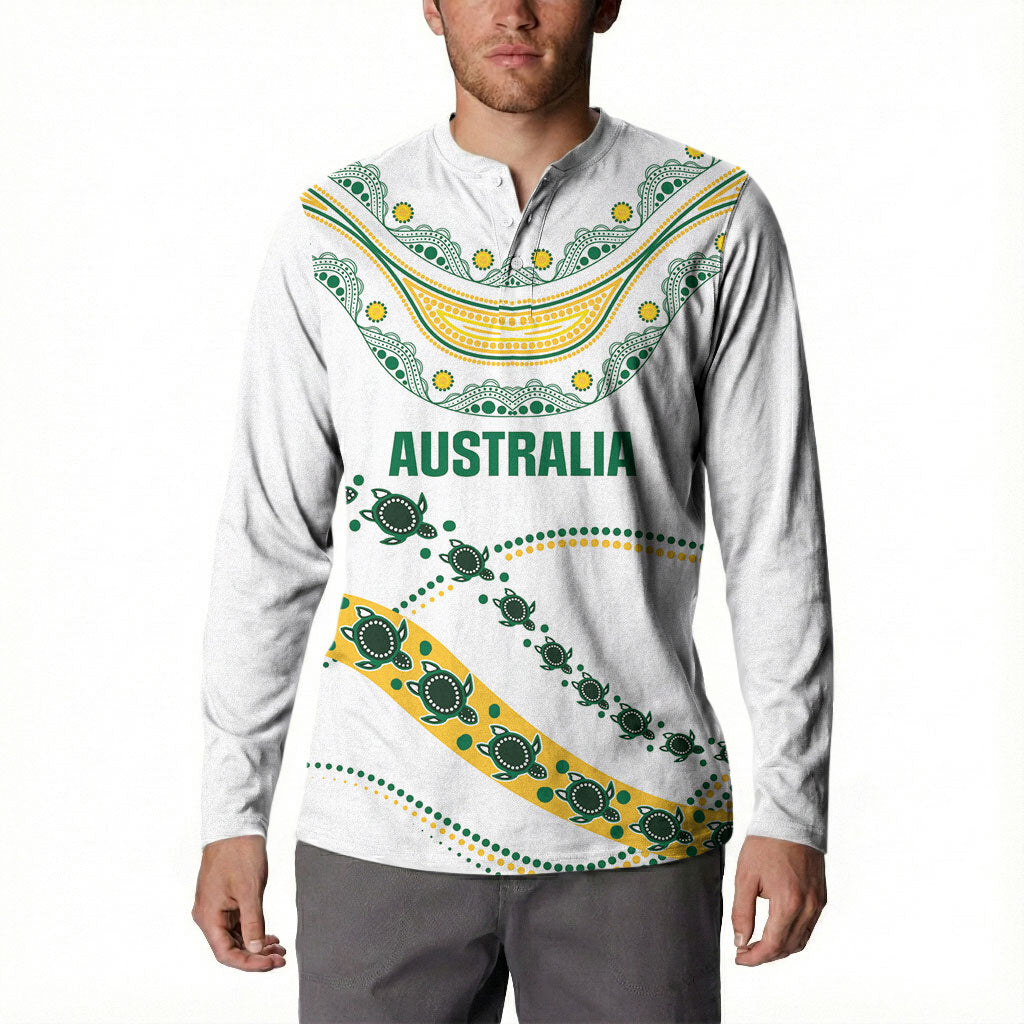 2026 Autumn Rugby Nations Australia Custom Button Sweatshirt Indigenous Turtle Aboriginal Dot Art