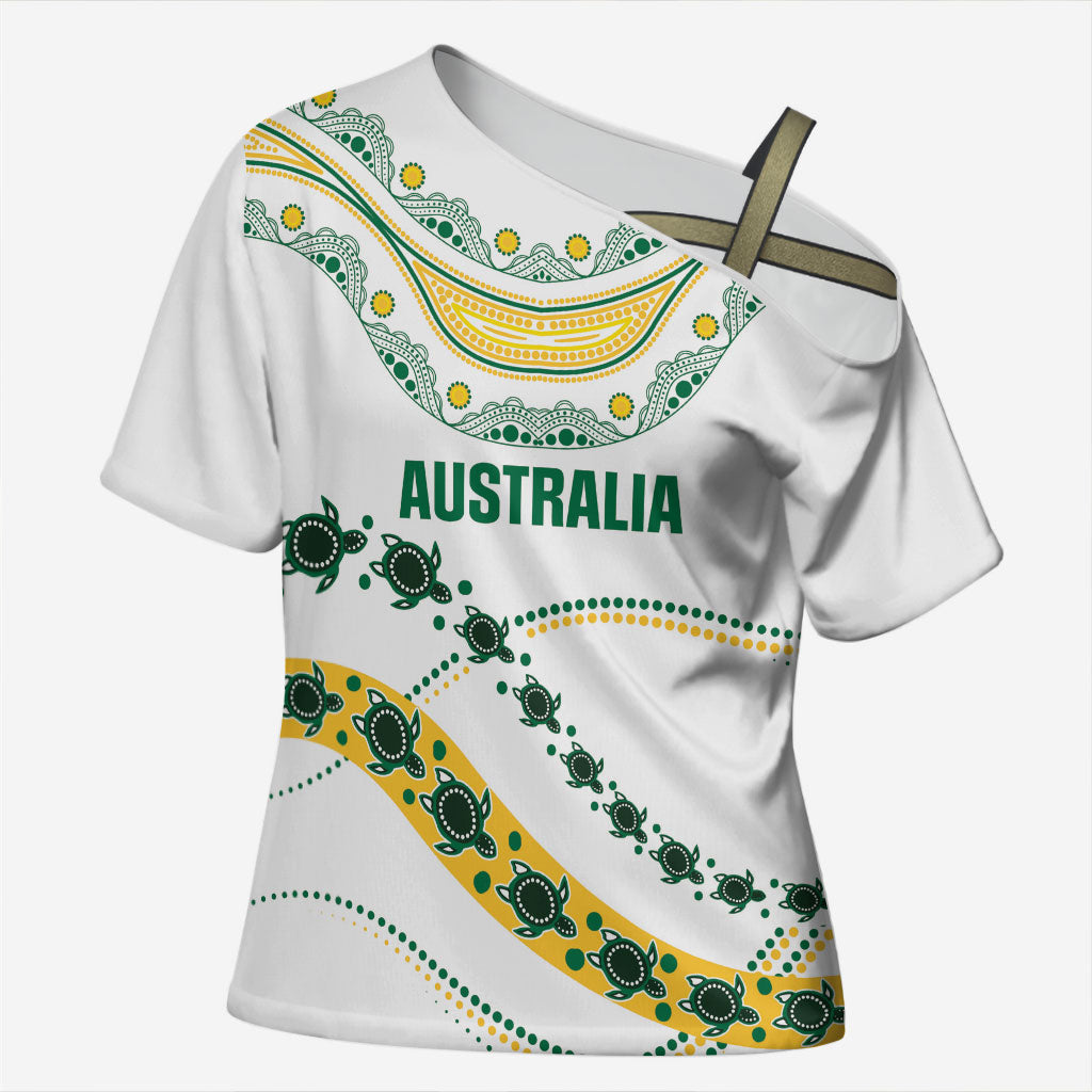 2026 Autumn Rugby Nations Australia Custom Cross Shoulder Shirt Indigenous Turtle Aboriginal Dot Art