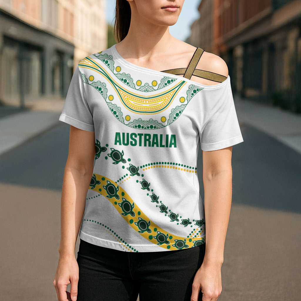 2026 Autumn Rugby Nations Australia Custom Cross Shoulder Shirt Indigenous Turtle Aboriginal Dot Art