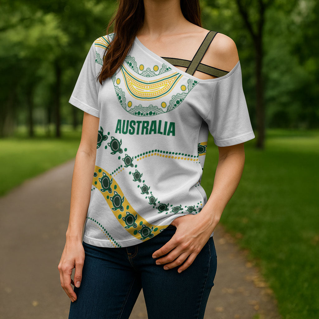 2026 Autumn Rugby Nations Australia Custom Cross Shoulder Shirt Indigenous Turtle Aboriginal Dot Art