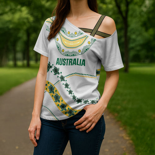 2026 Autumn Rugby Nations Australia Custom Cross Shoulder Shirt Indigenous Turtle Aboriginal Dot Art