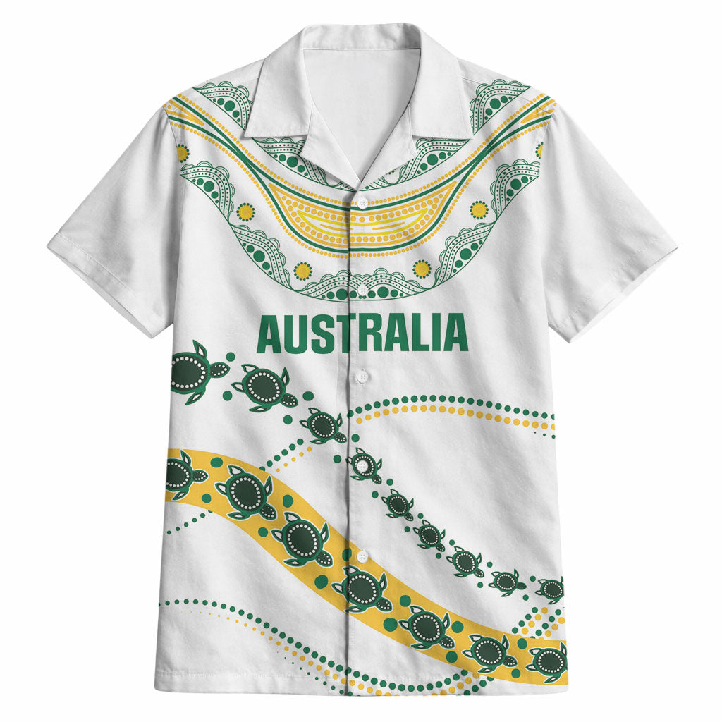 2026 Autumn Rugby Nations Australia Custom Hawaiian Shirt Indigenous Turtle Aboriginal Dot Art