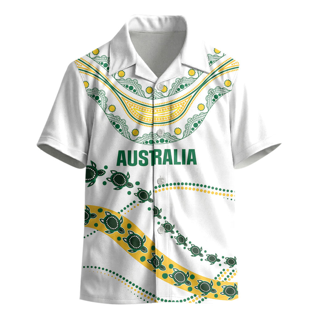 2026 Autumn Rugby Nations Australia Custom Kid Hawaiian Shirt Indigenous Turtle Aboriginal Dot Art