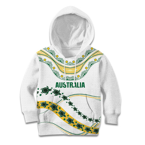 2026 Autumn Rugby Nations Australia Custom Kid Hoodie Indigenous Turtle Aboriginal Dot Art