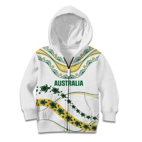 2026 Autumn Rugby Nations Australia Custom Kid Hoodie Indigenous Turtle Aboriginal Dot Art
