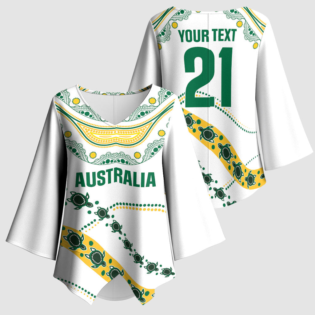 2026 Autumn Rugby Nations Australia Custom Kimono Sleeve Blouse Indigenous Turtle Aboriginal Dot Art