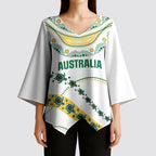 2026 Autumn Rugby Nations Australia Custom Kimono Sleeve Blouse Indigenous Turtle Aboriginal Dot Art