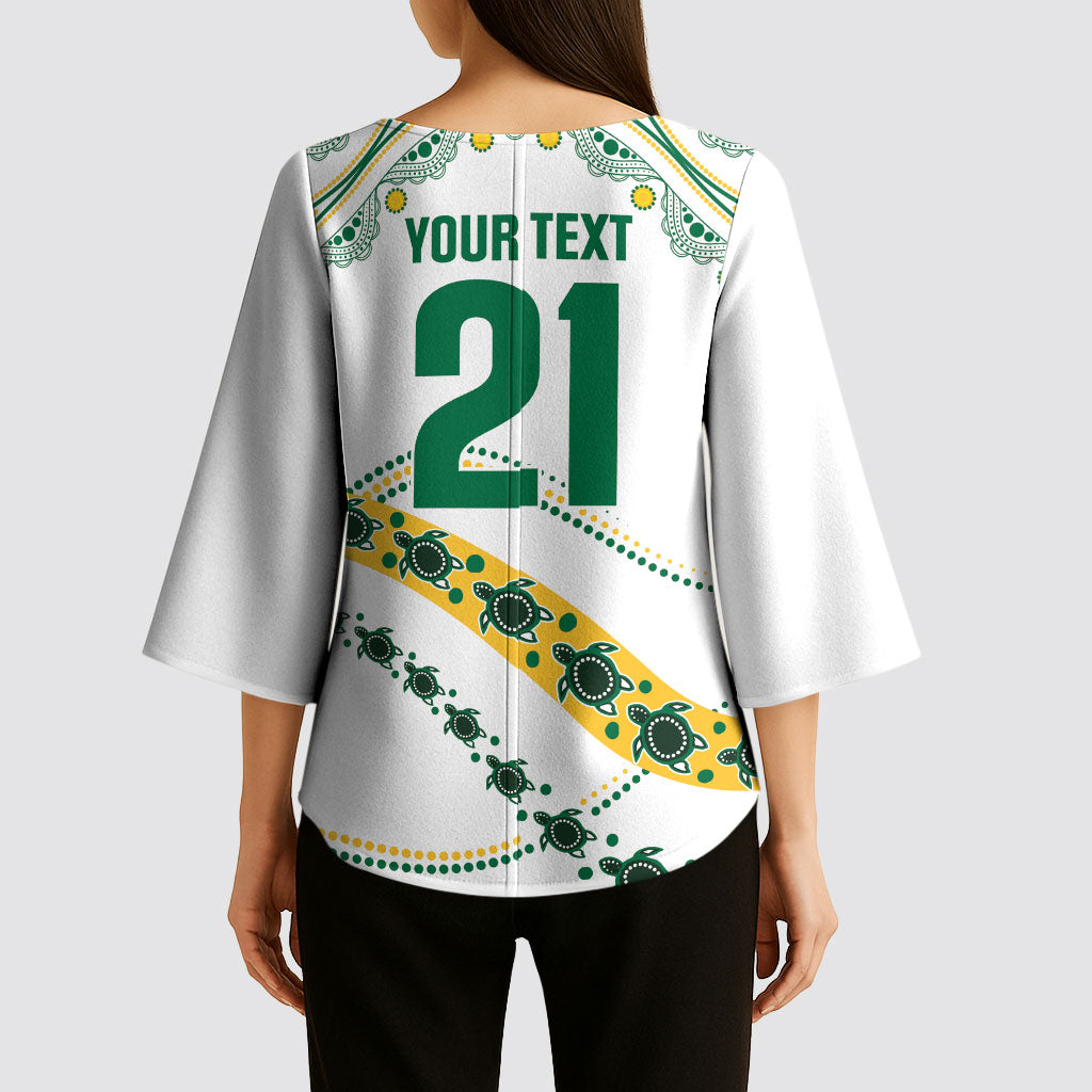 2026 Autumn Rugby Nations Australia Custom Kimono Sleeve Blouse Indigenous Turtle Aboriginal Dot Art