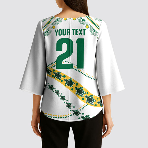 2026 Autumn Rugby Nations Australia Custom Kimono Sleeve Blouse Indigenous Turtle Aboriginal Dot Art