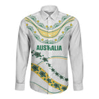 2026 Autumn Rugby Nations Australia Custom Long Sleeve Button Shirt Indigenous Turtle Aboriginal Dot Art