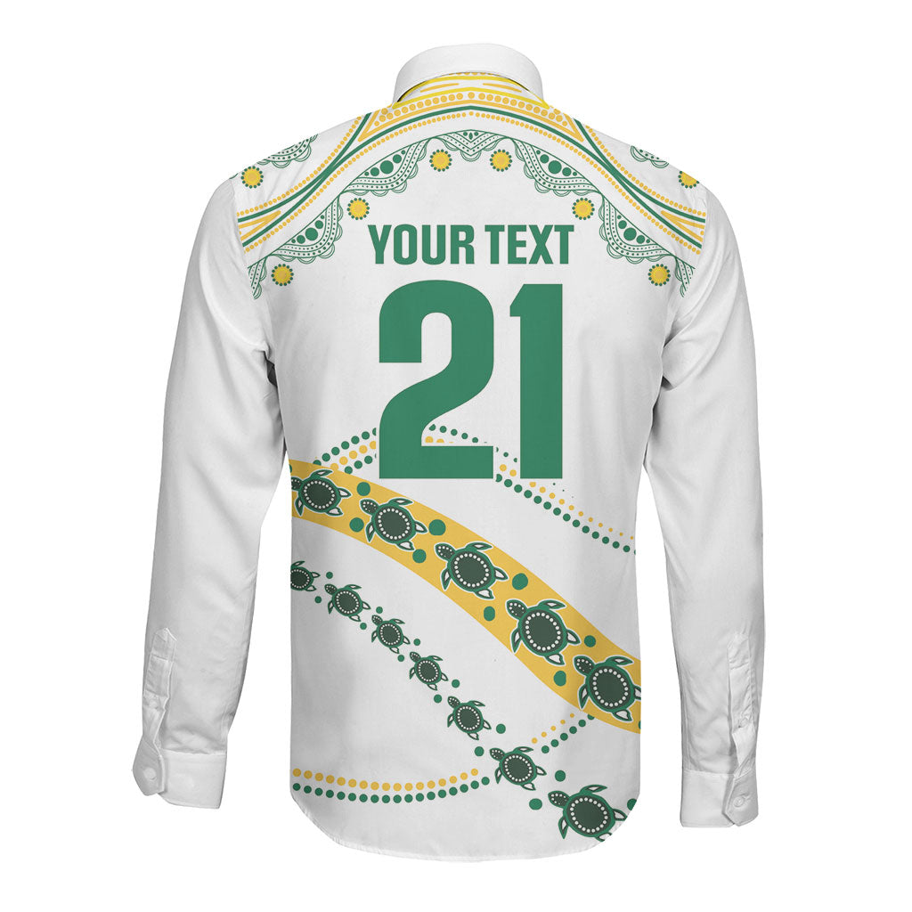 2026 Autumn Rugby Nations Australia Custom Long Sleeve Button Shirt Indigenous Turtle Aboriginal Dot Art