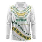 2026 Autumn Rugby Nations Australia Custom Long Sleeve Polo Shirt Indigenous Turtle Aboriginal Dot Art