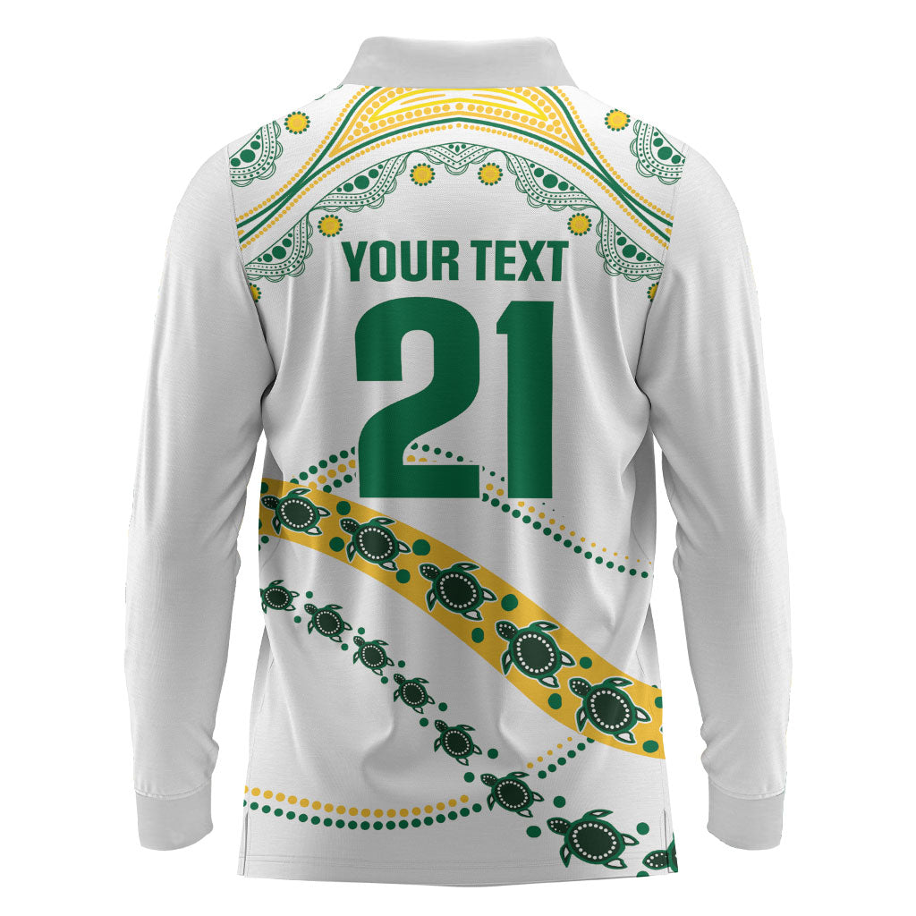 2026 Autumn Rugby Nations Australia Custom Long Sleeve Polo Shirt Indigenous Turtle Aboriginal Dot Art