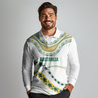 2026 Autumn Rugby Nations Australia Custom Long Sleeve Polo Shirt Indigenous Turtle Aboriginal Dot Art