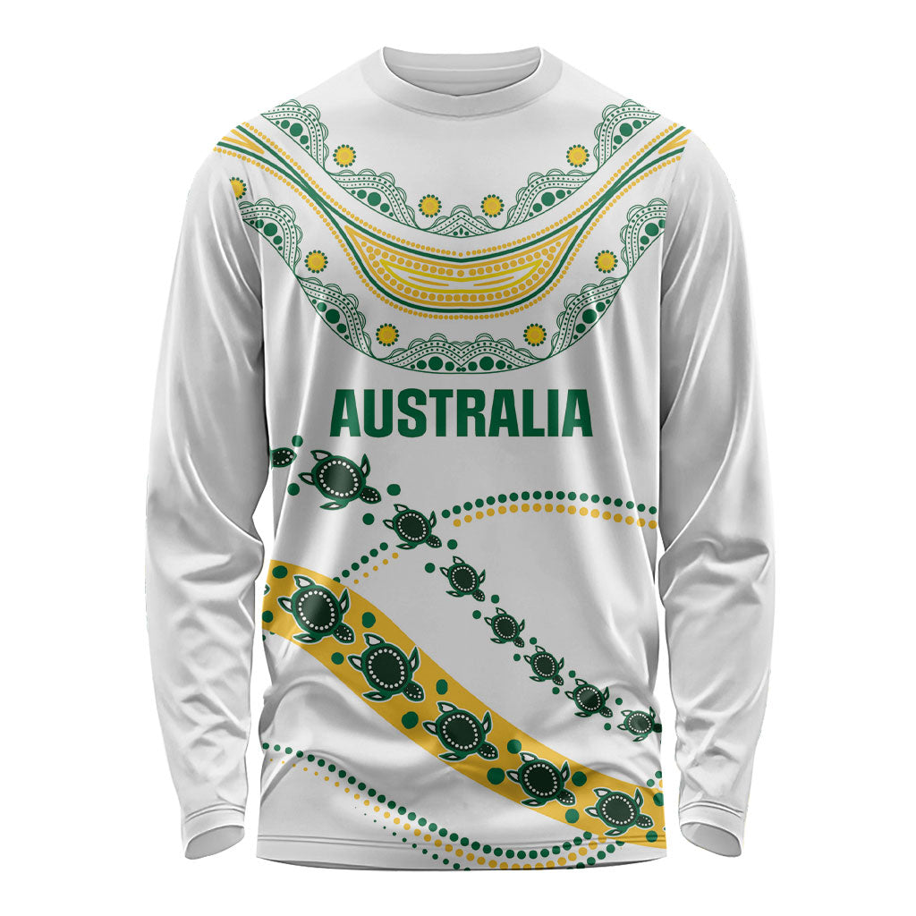 2026 Autumn Rugby Nations Australia Custom Long Sleeve Shirt Indigenous Turtle Aboriginal Dot Art
