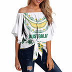 2026 Autumn Rugby Nations Australia Custom Off Shoulder Wrap Waist Top Indigenous Turtle Aboriginal Dot Art