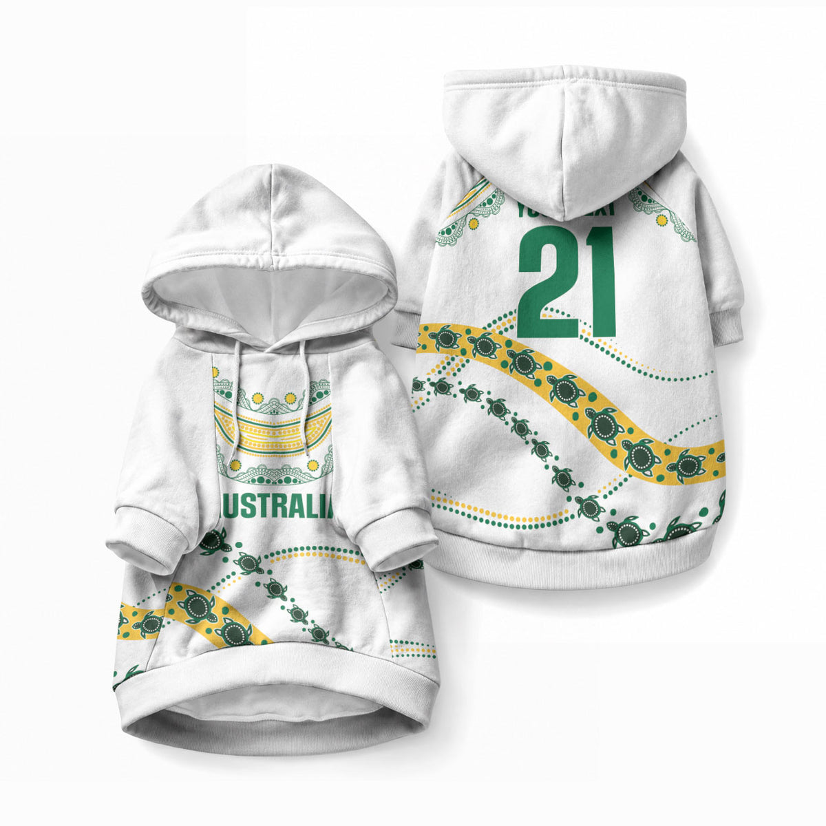 2026 Autumn Rugby Nations Australia Custom Pet Hoodie Indigenous Turtle Aboriginal Dot Art