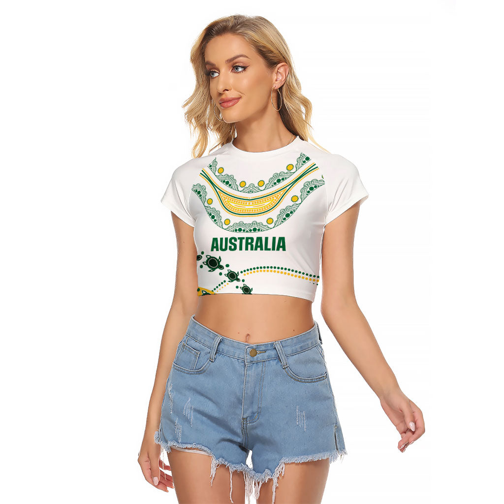 2026 Autumn Rugby Nations Australia Custom Raglan Cropped T Shirt Indigenous Turtle Aboriginal Dot Art