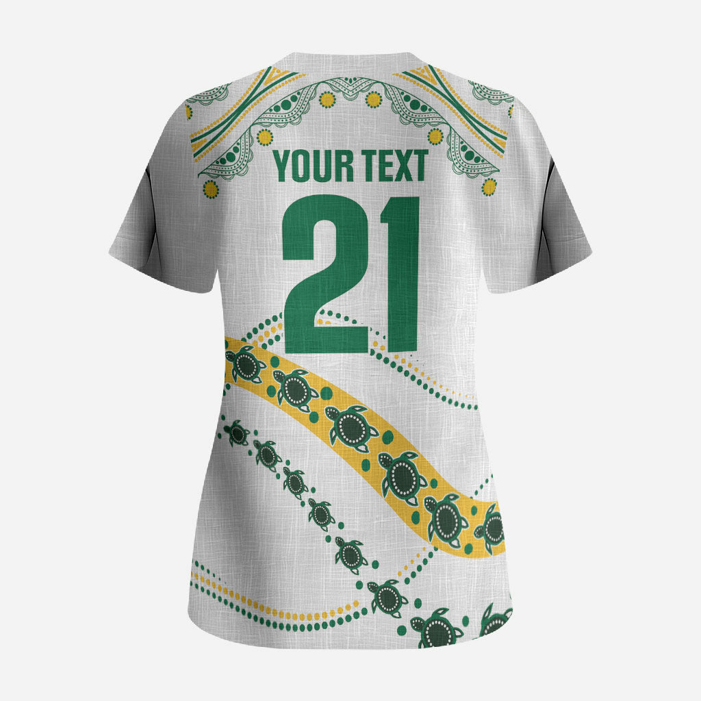 2026 Autumn Rugby Nations Australia Custom Scrub Top Indigenous Turtle Aboriginal Dot Art
