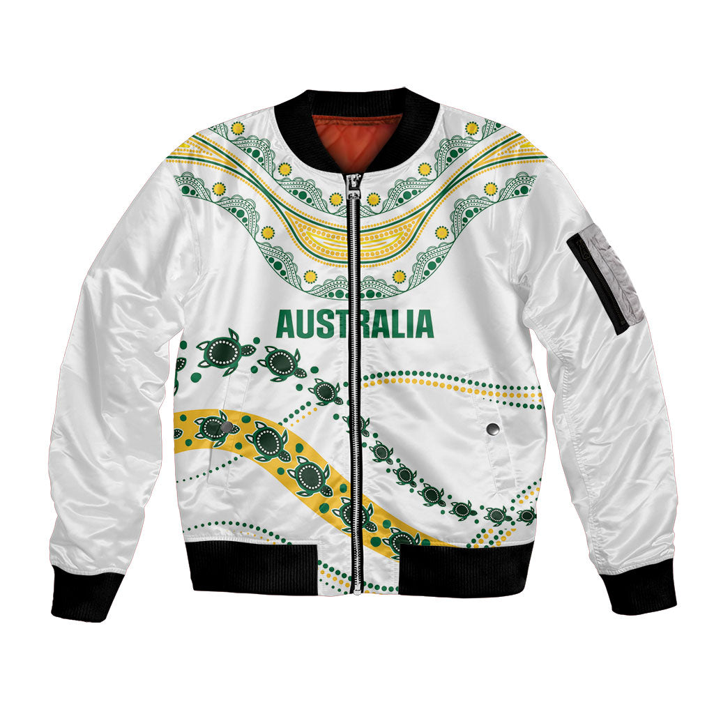 2026 Autumn Rugby Nations Australia Custom Sleeve Zip Bomber Jacket Indigenous Turtle Aboriginal Dot Art