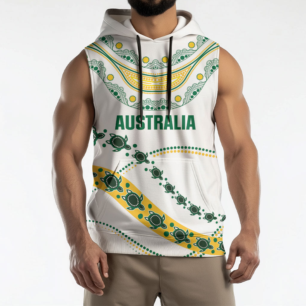 2026 Autumn Rugby Nations Australia Custom Sleeveless Hoodie Indigenous Turtle Aboriginal Dot Art