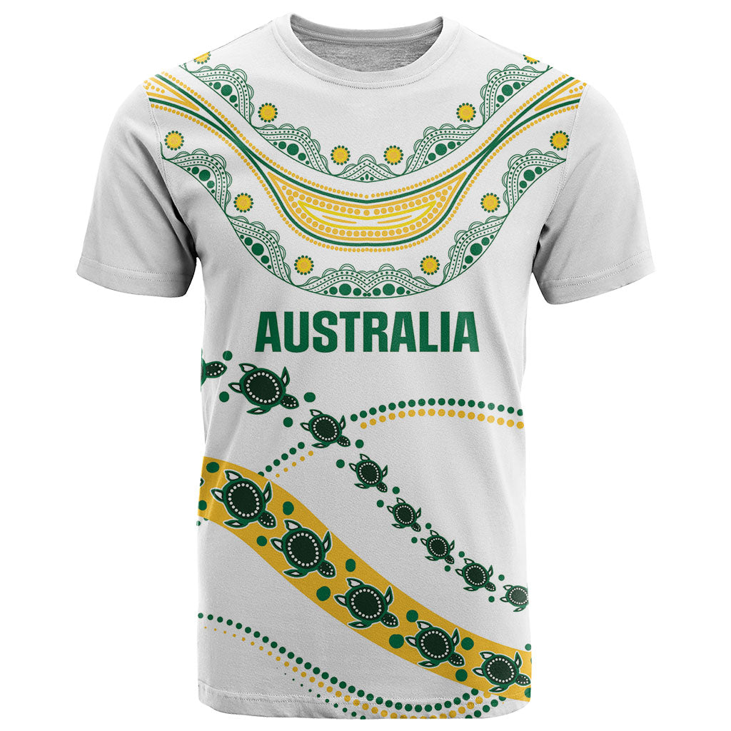 2026 Autumn Rugby Nations Australia Custom T Shirt Indigenous Turtle Aboriginal Dot Art