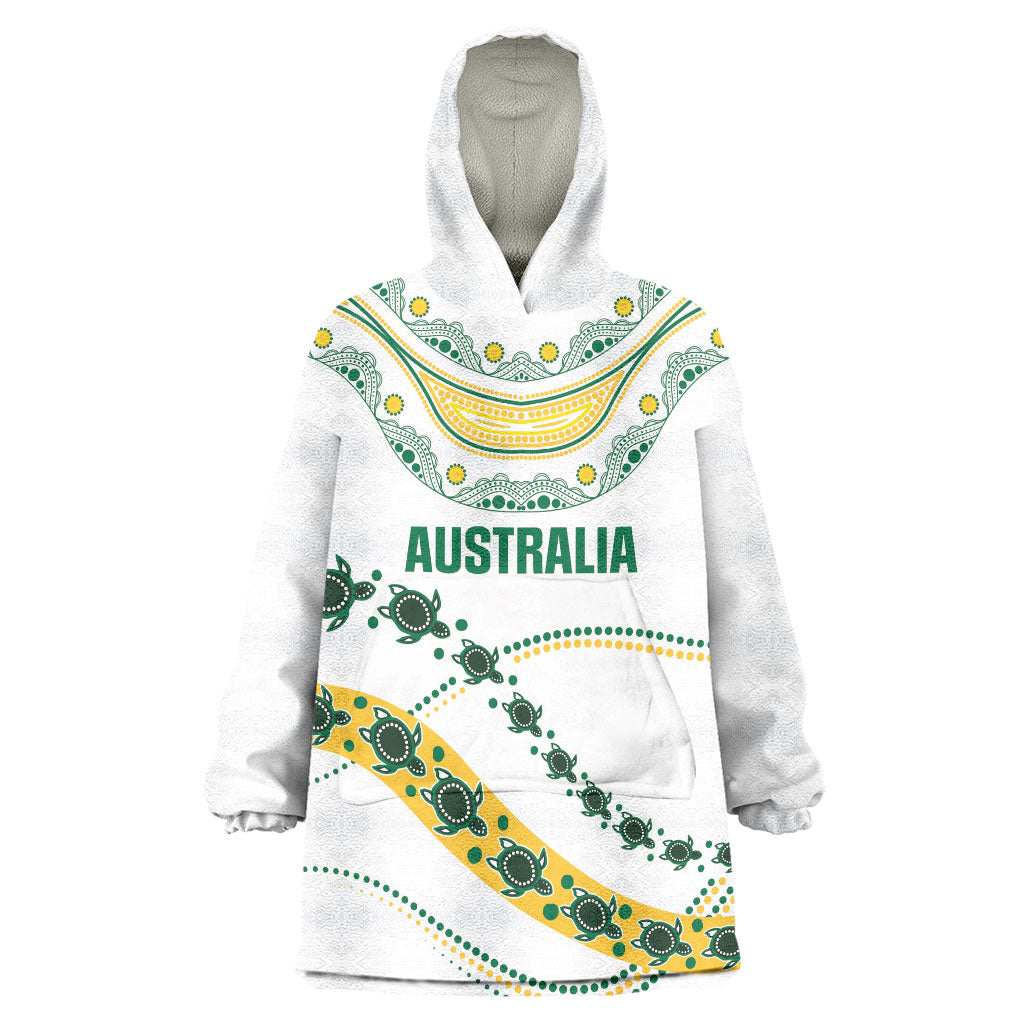 2026 Autumn Rugby Nations Australia Custom Wearable Blanket Hoodie Indigenous Turtle Aboriginal Dot Art