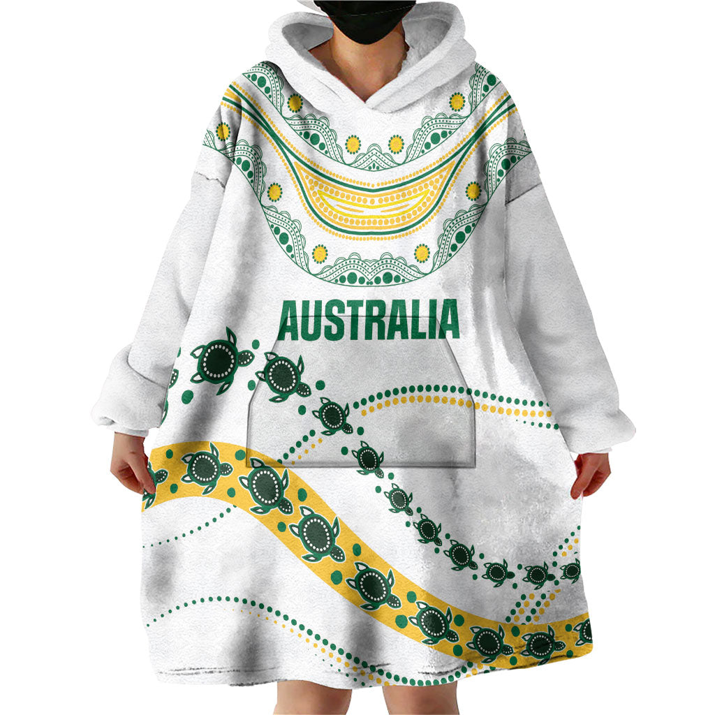 2026 Autumn Rugby Nations Australia Custom Wearable Blanket Hoodie Indigenous Turtle Aboriginal Dot Art