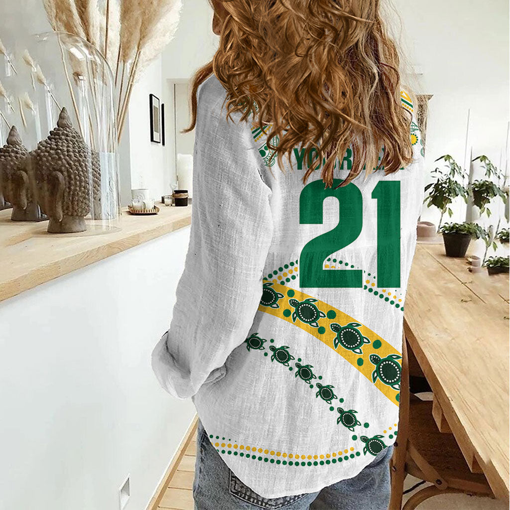2026 Autumn Rugby Nations Australia Custom Women Casual Shirt Indigenous Turtle Aboriginal Dot Art