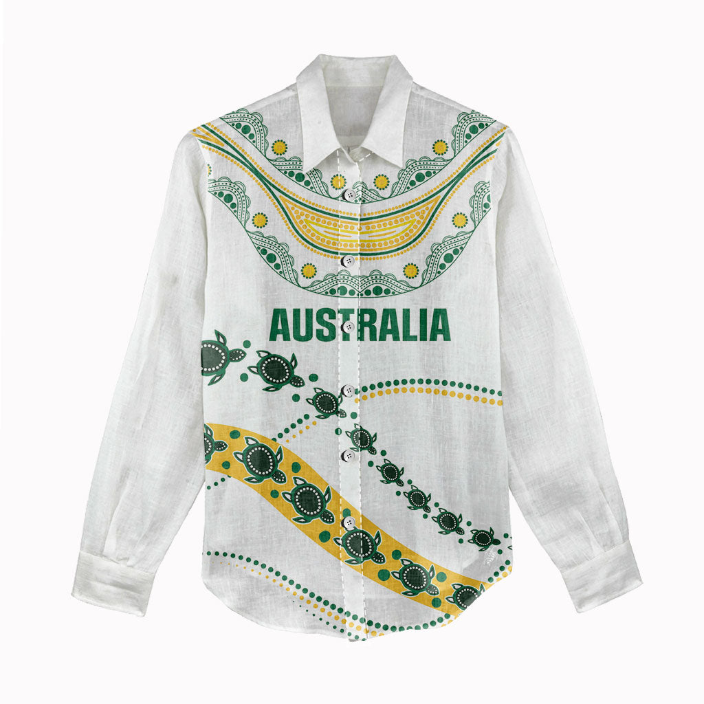 2026 Autumn Rugby Nations Australia Custom Women Casual Shirt Indigenous Turtle Aboriginal Dot Art