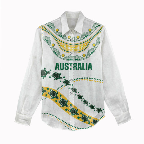 2026 Autumn Rugby Nations Australia Custom Women Casual Shirt Indigenous Turtle Aboriginal Dot Art
