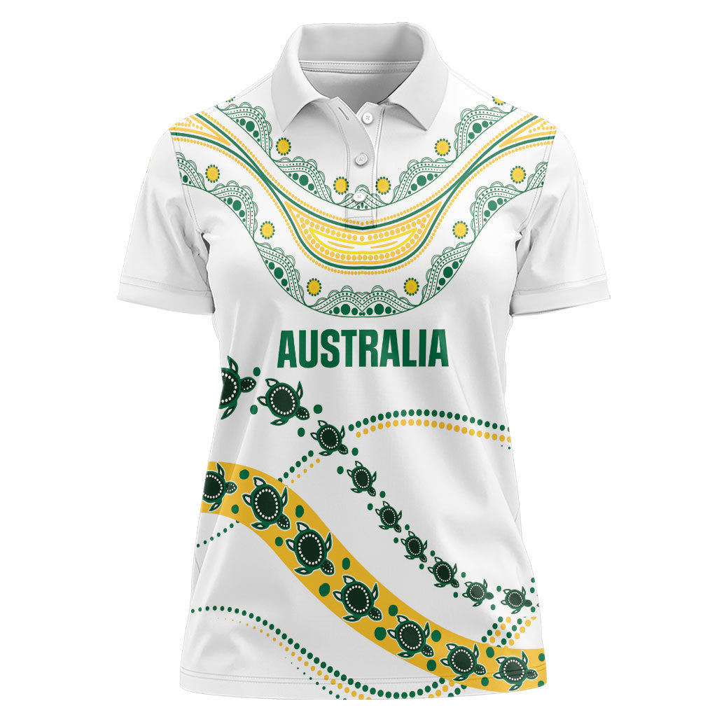 2026 Autumn Rugby Nations Australia Custom Women Polo Shirt Indigenous Turtle Aboriginal Dot Art