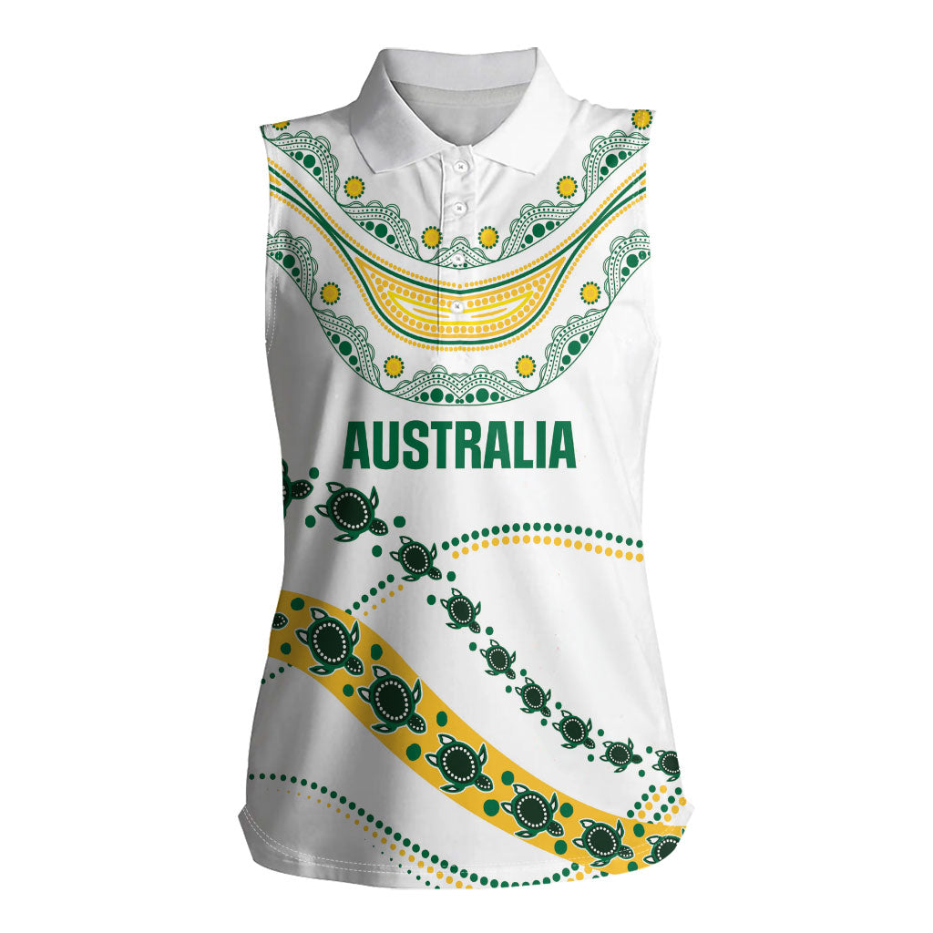 2026 Autumn Rugby Nations Australia Custom Women Sleeveless Polo Shirt Indigenous Turtle Aboriginal Dot Art