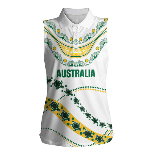 2026 Autumn Rugby Nations Australia Custom Women Sleeveless Polo Shirt Indigenous Turtle Aboriginal Dot Art