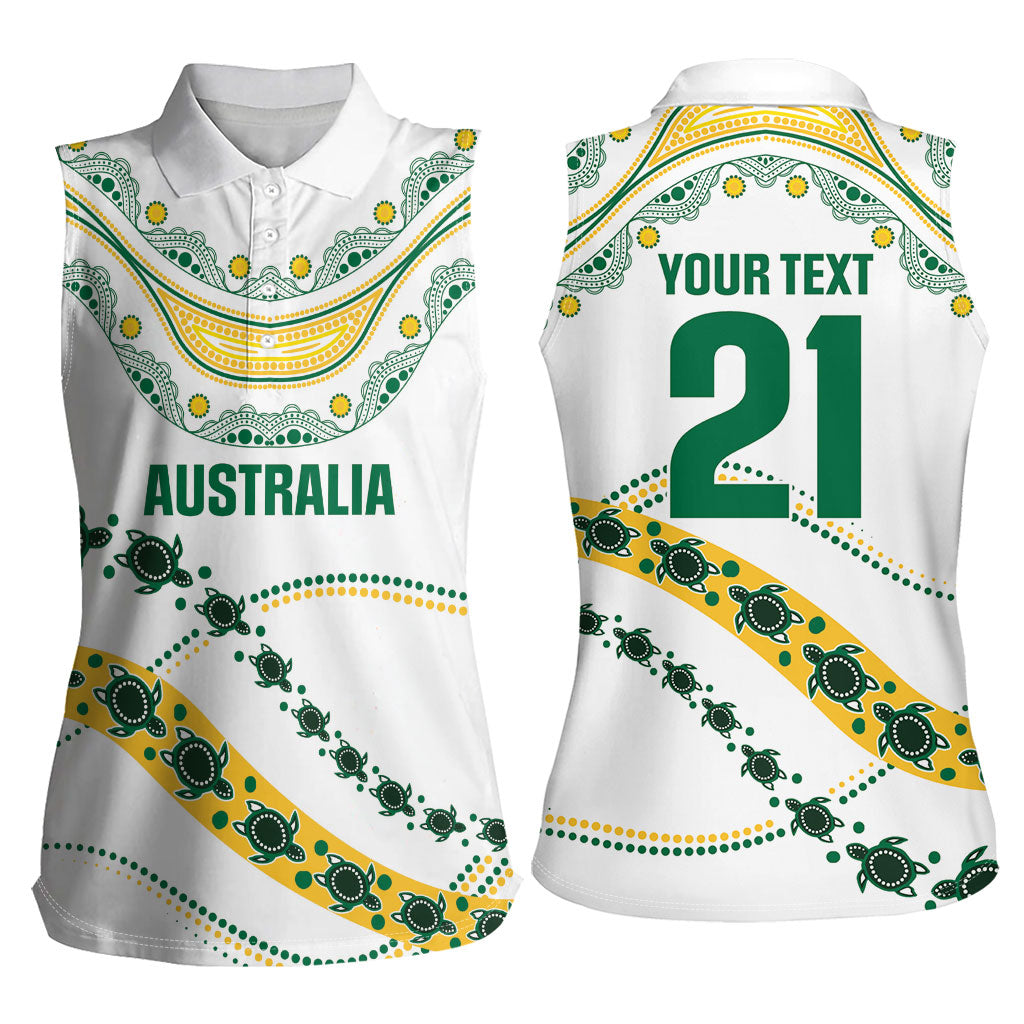 2026 Autumn Rugby Nations Australia Custom Women Sleeveless Polo Shirt Indigenous Turtle Aboriginal Dot Art