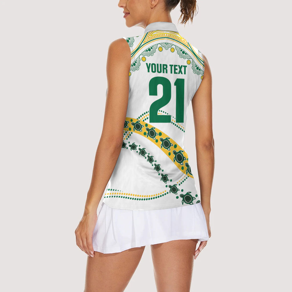 2026 Autumn Rugby Nations Australia Custom Women Sleeveless Polo Shirt Indigenous Turtle Aboriginal Dot Art
