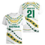 2026 Autumn Rugby Nations Australia Custom Women V-Neck T-Shirt Indigenous Turtle Aboriginal Dot Art