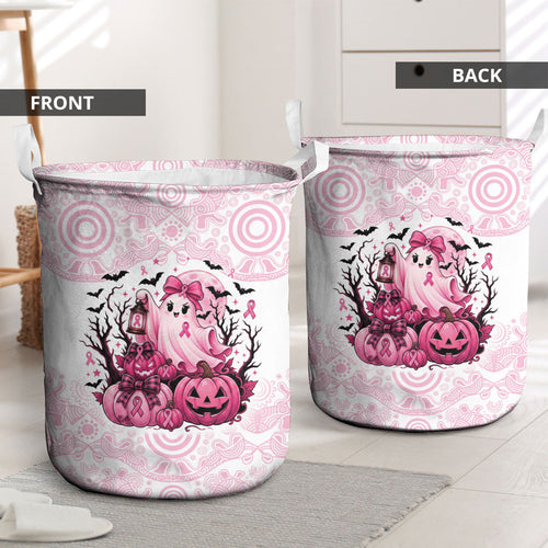 Aboriginal Pink Ghost Pumpkin Laundry Basket Aboriginal Halloween Wear Pink
