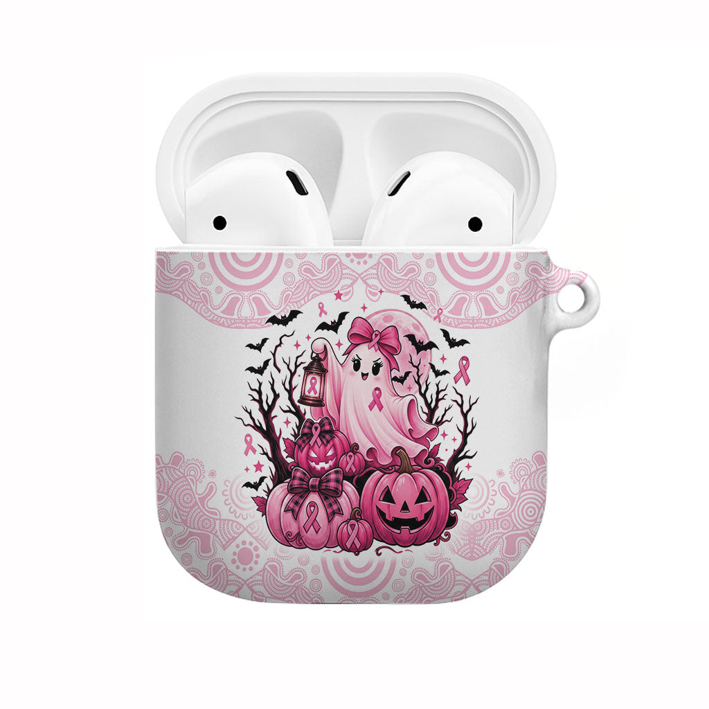 Aboriginal Pink Ghost Pumpkin AirPods Case Aboriginal Halloween Wear Pink