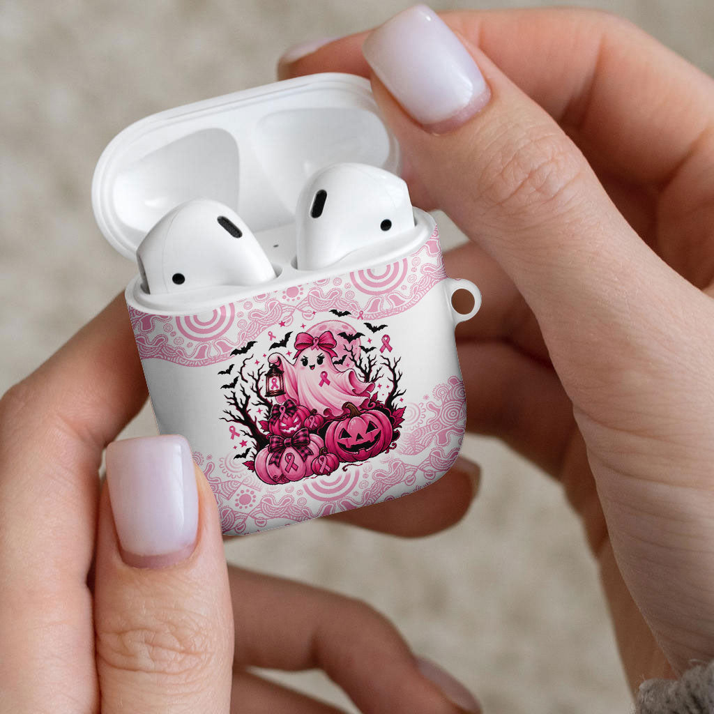 Aboriginal Pink Ghost Pumpkin AirPods Case Aboriginal Halloween Wear Pink