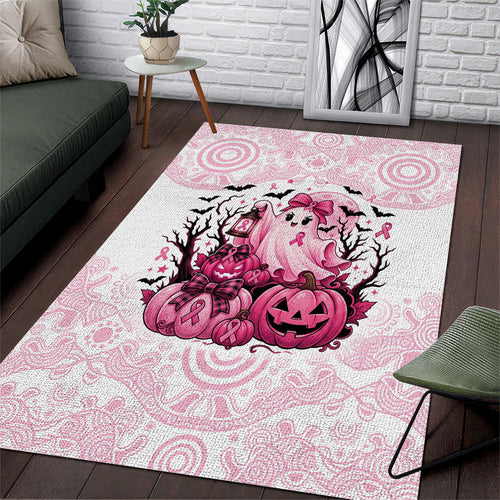 Aboriginal Pink Ghost Pumpkin Area Rug Aboriginal Halloween Wear Pink