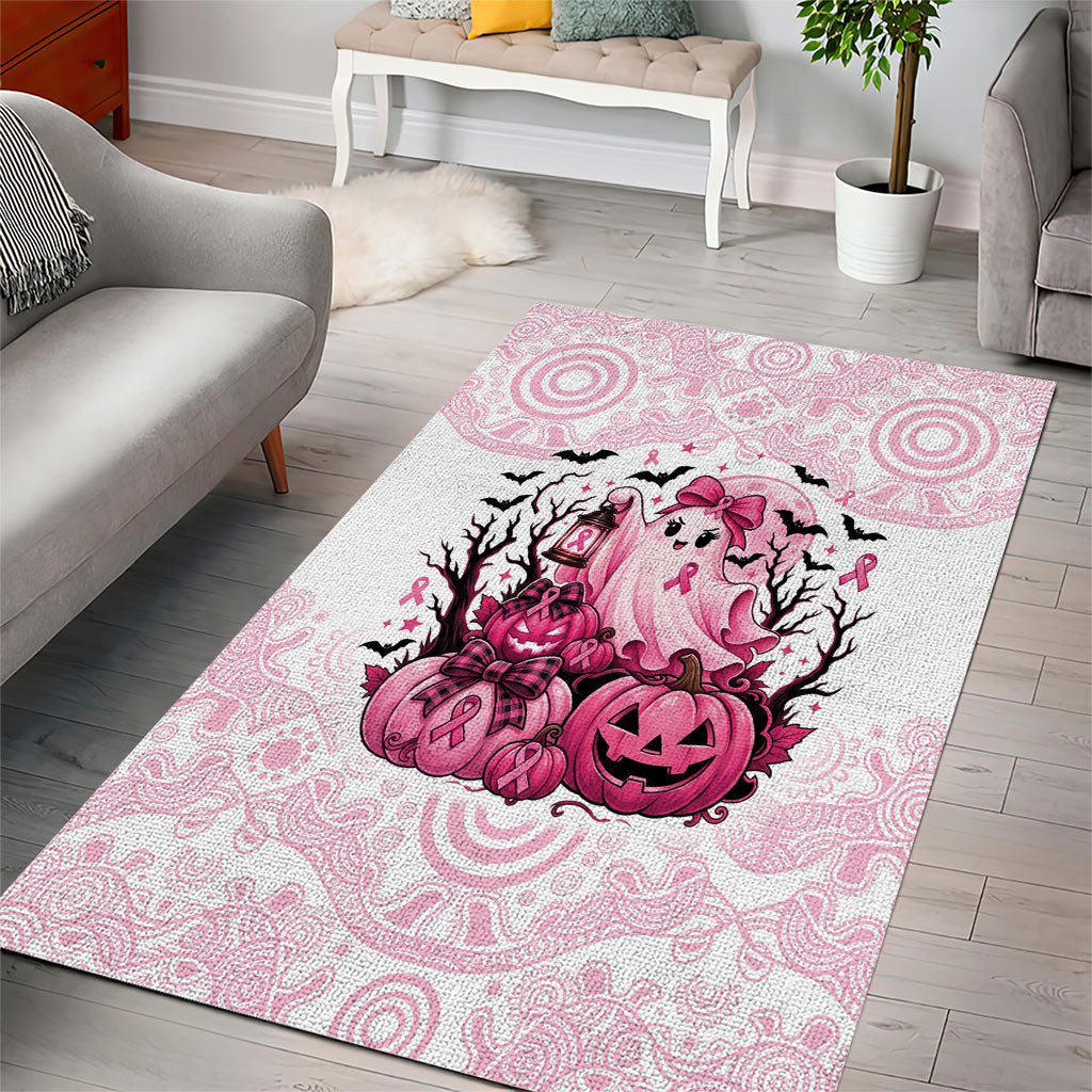 Aboriginal Pink Ghost Pumpkin Area Rug Aboriginal Halloween Wear Pink