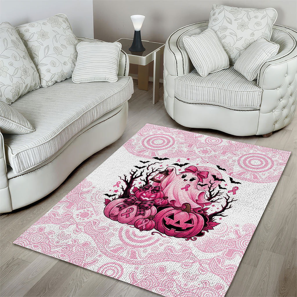 Aboriginal Pink Ghost Pumpkin Area Rug Aboriginal Halloween Wear Pink